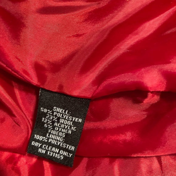 Karen Scott woven fabric heavy warm red pea coat black buttons women’s large - Picture 13 of 13